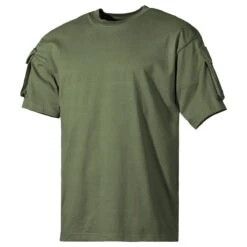 MFH US Short Sleeved T-Shirt With Sleeve Pockets OD Green