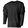 MFH US Long Sleeved T-Shirt With Sleeve Pockets Black 2 MFH US Long Sleeved T-Shirt With Sleeve Pockets Black -ActiveEdge Shop 00123 Black 01