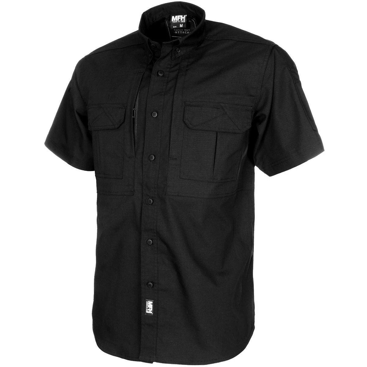 MFH Short Sleeved Teflon Coated Ripstop Attack Shirt Black 3 MFH Short Sleeved Teflon Coated Ripstop Attack Shirt Black