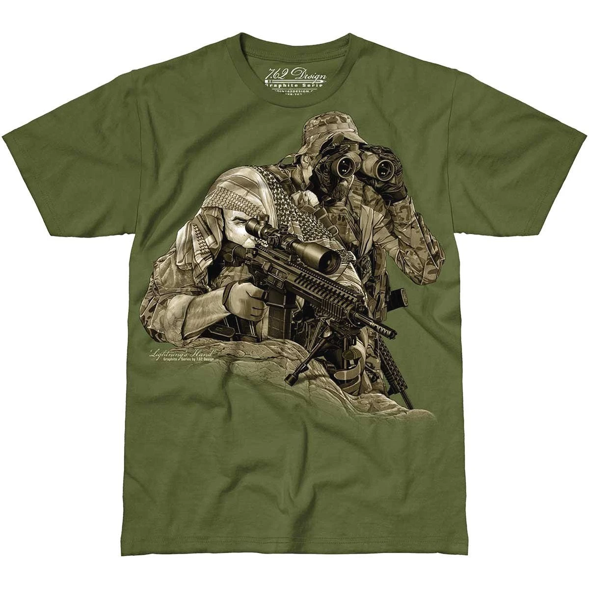 7.62 Design Lightning's Hand T-Shirt Military Green 3 7.62 Design Lightning's Hand T-Shirt Military Green