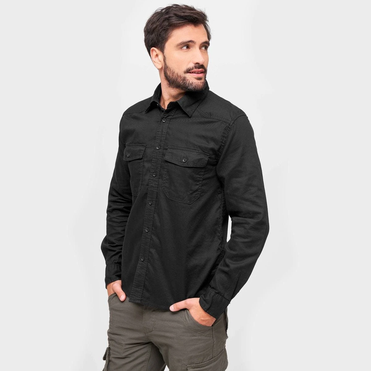 Brandit Flannel Shirt Black 4 Brandit Flannel Shirt Black - Image 2