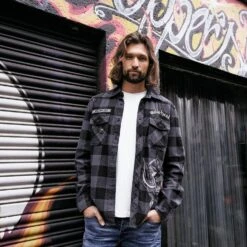 Brandit Motörhead Checkshirt Black-Gray -ActiveEdge Shop Brandit Motorhead Checkshirt Black Grey 5 2