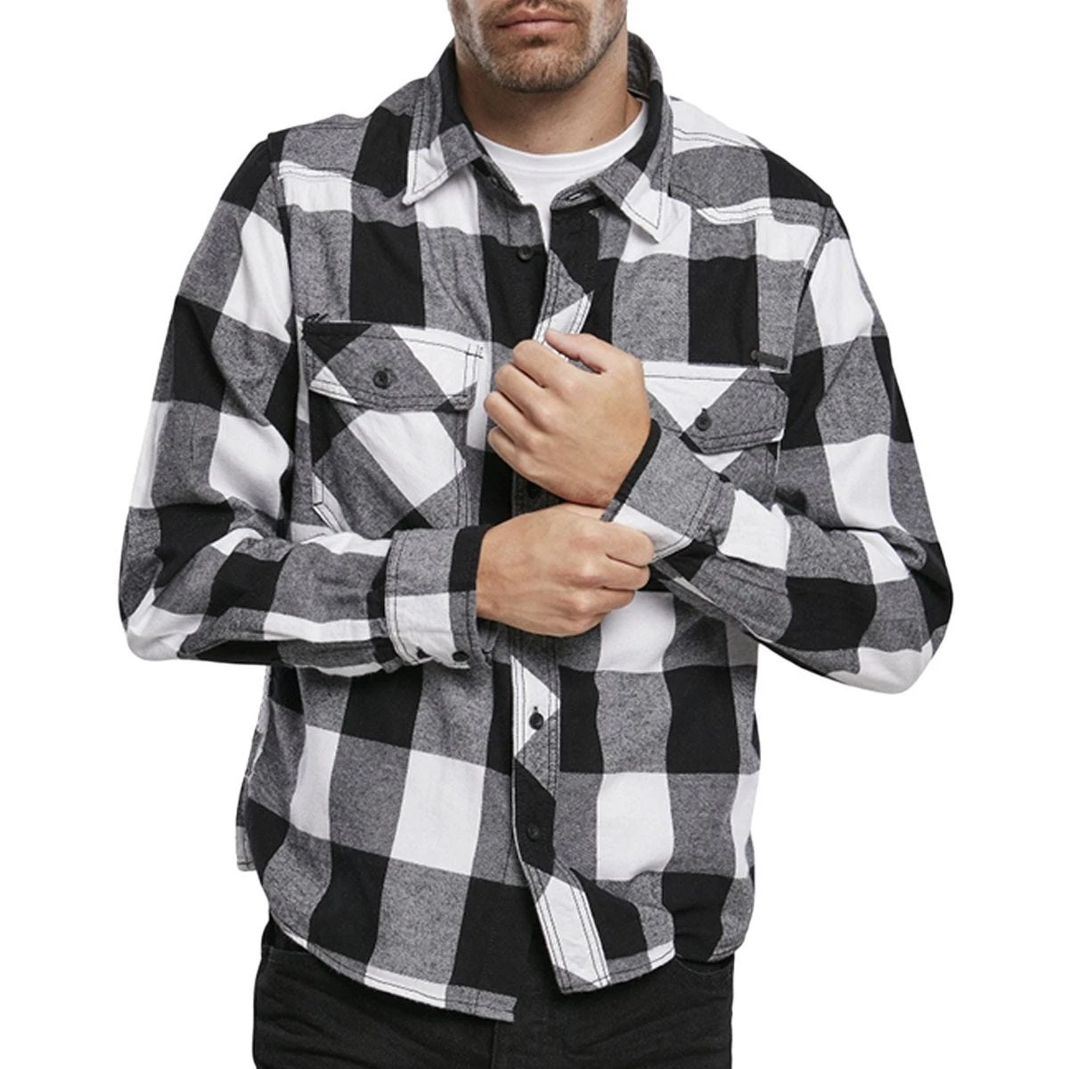 Brandit Check Shirt White / Black 4 Brandit Check Shirt White / Black - Image 2