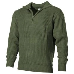 MFH Navy Sweater Acrylic OD Green